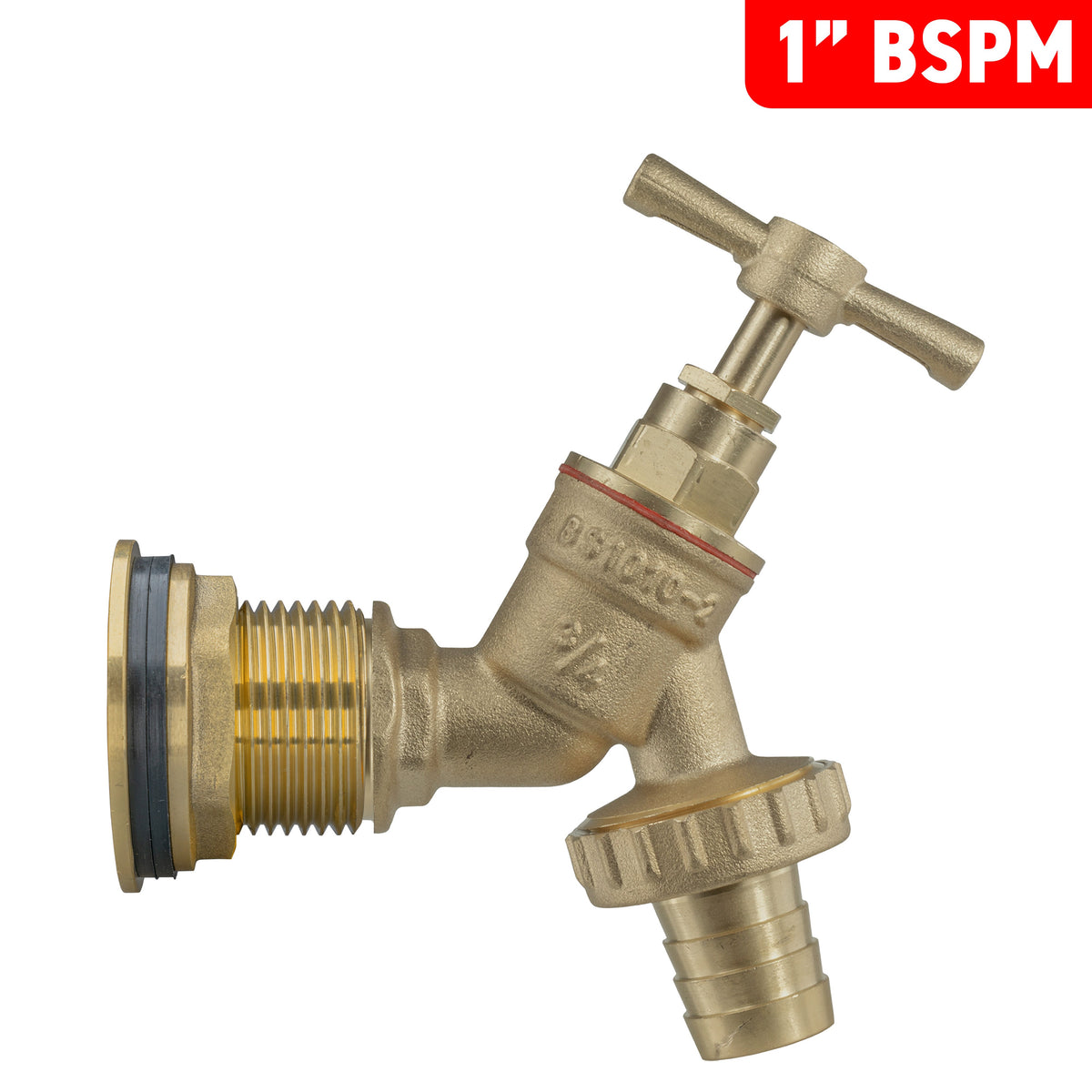 Brass Water Butt Tap Kit 1in with Brass Barbed Bib Tap + 34mm Drill Bit