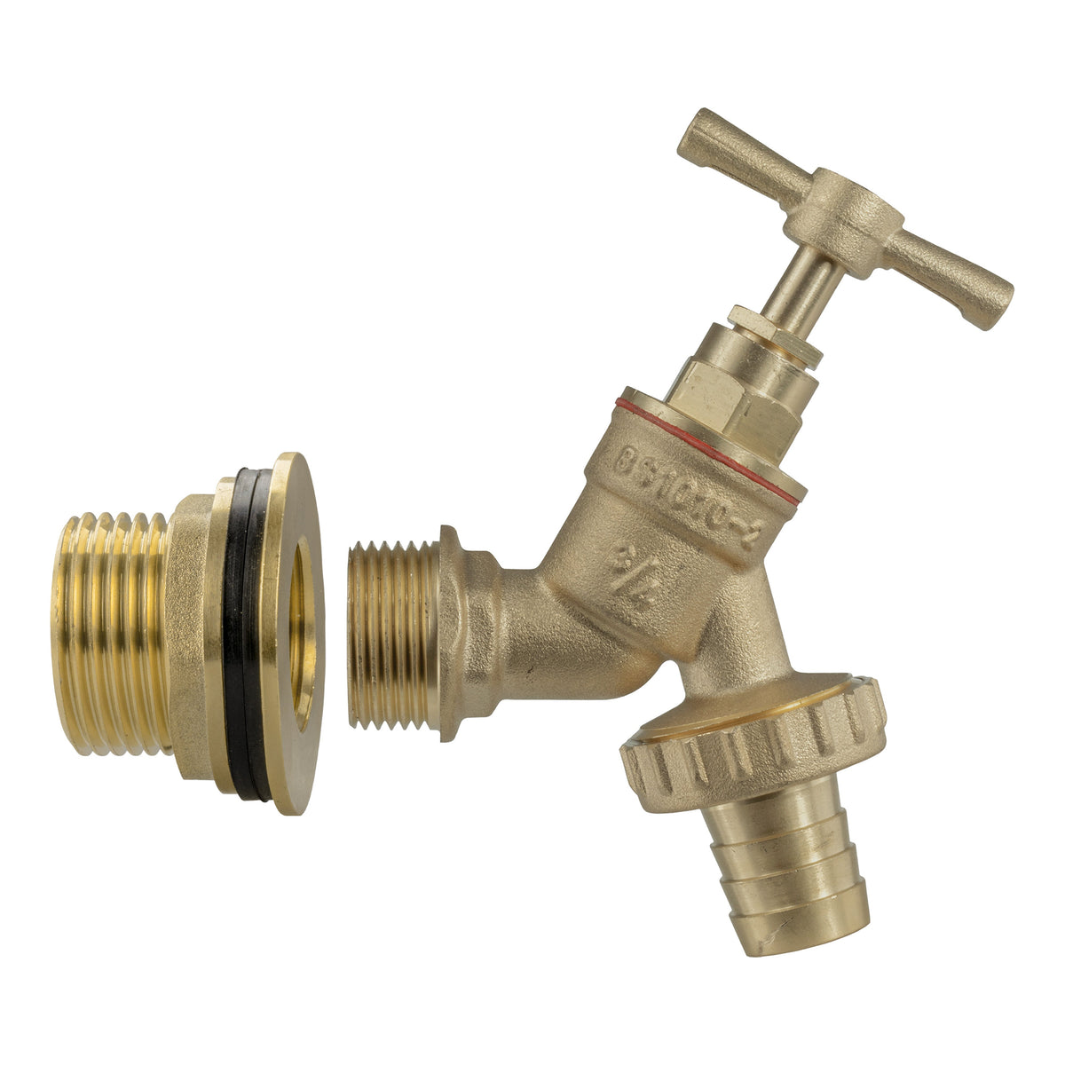 Brass Water Butt Tap Kit 1in with Brass Barbed Bib Tap + 34mm Drill Bit
