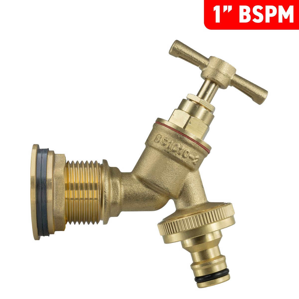 Brass Water Butt Tap Kit 1in with Brass Quick Connect Bib Tap + 34mm Drill Bit
