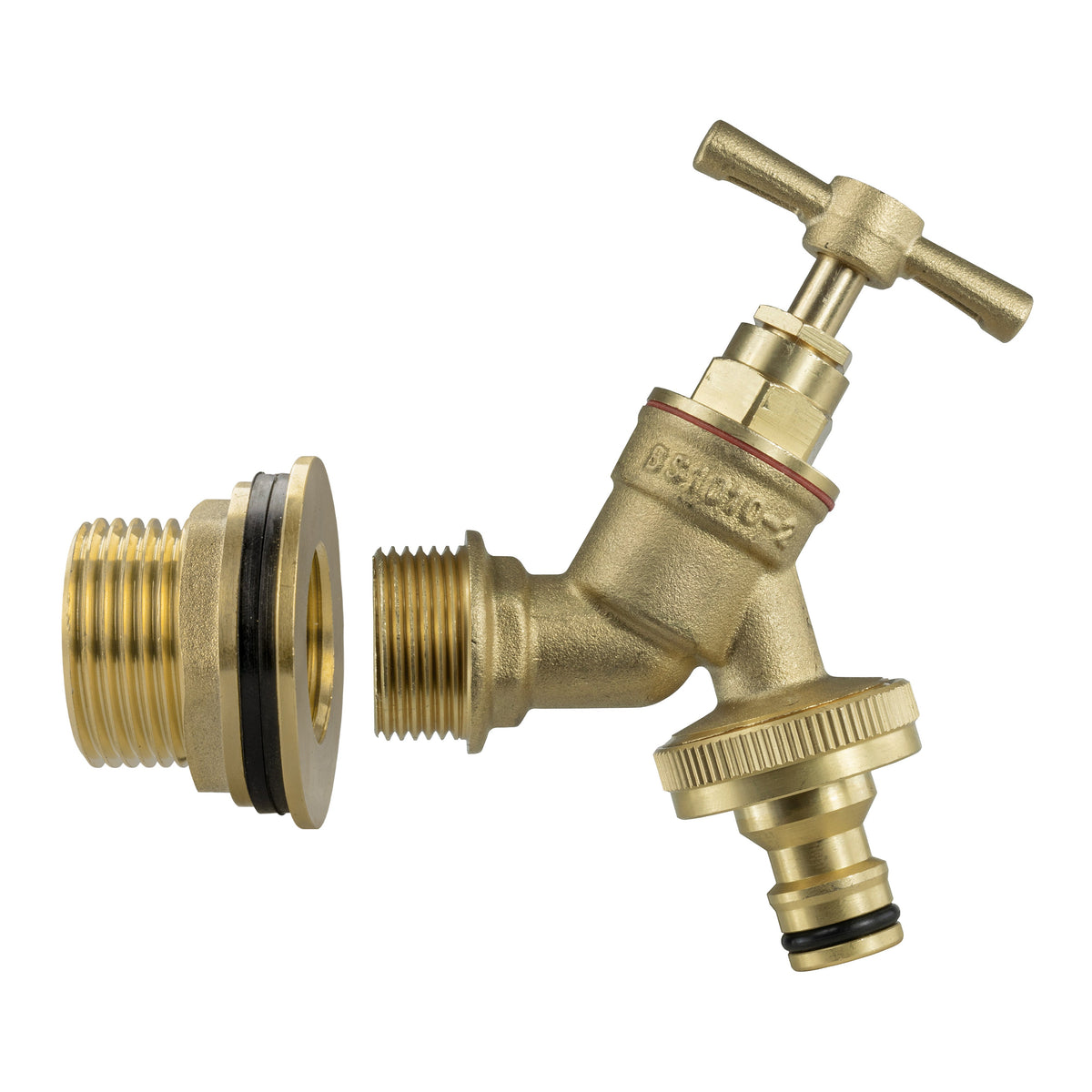 Brass Water Butt Tap Kit 1in with Brass Quick Connect Bib Tap + 34mm Drill Bit