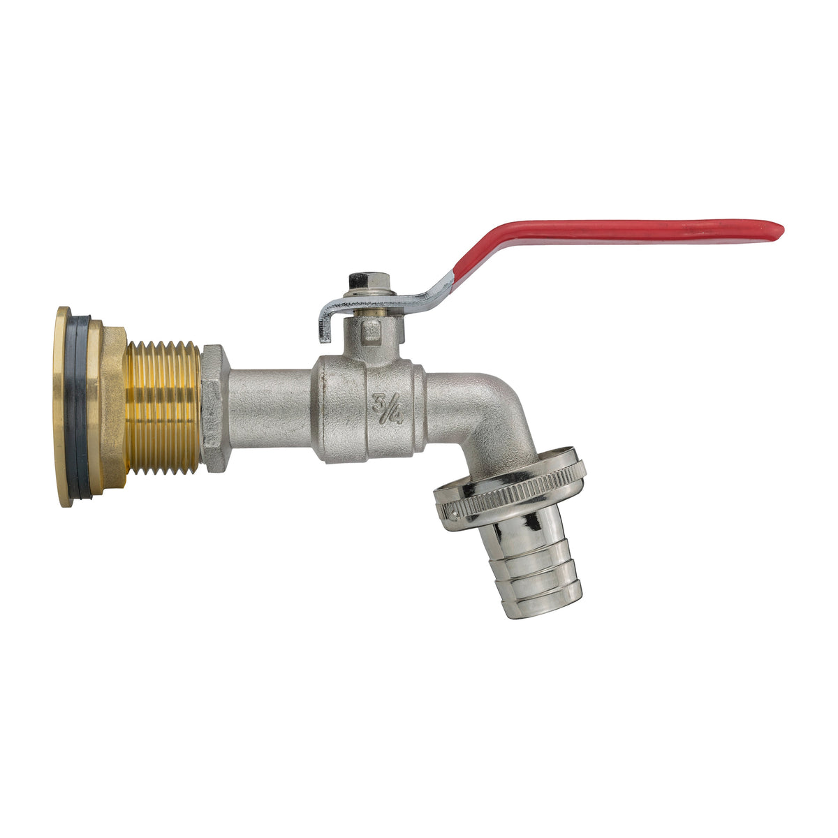 Brass Water Butt Tap Kit 1in with Barbed Lever Tap + 34mm Drill Bit Hose Fitting