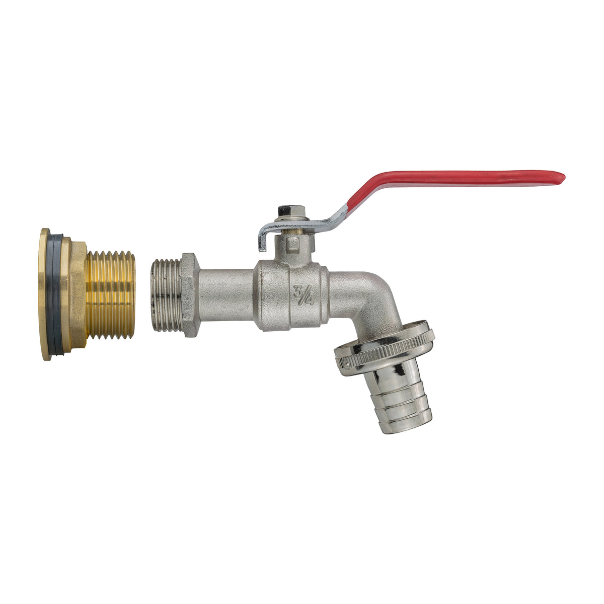 Brass Water Butt Tap Kit 1in with Barbed Lever Tap + 34mm Drill Bit Hose Fitting
