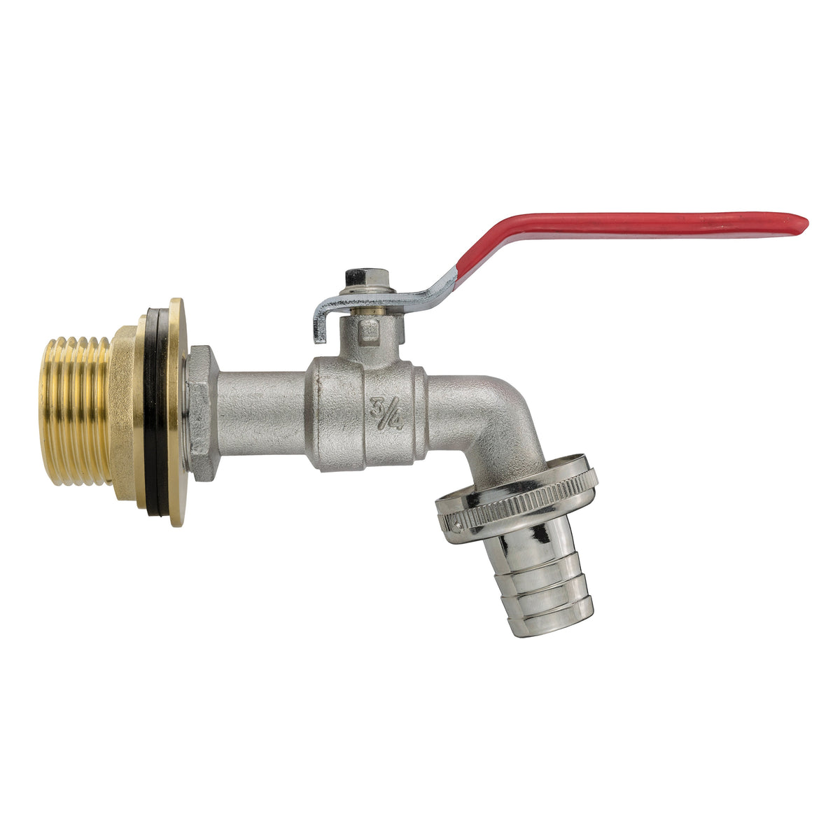 Brass Water Butt Tap Kit 1in with Barbed Lever Tap + 34mm Drill Bit Hose Fitting