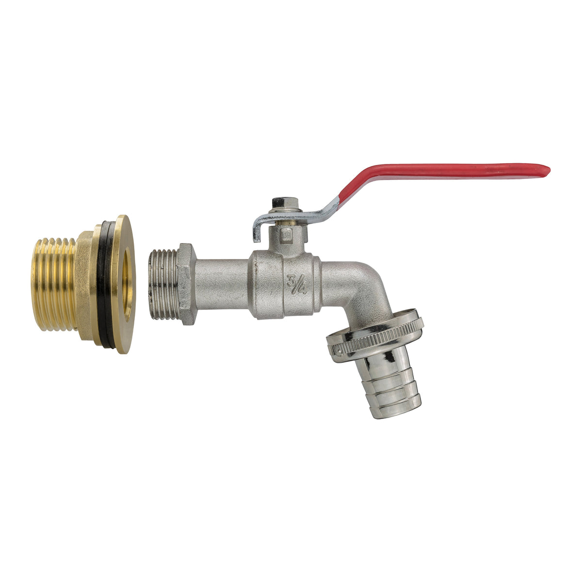 Brass Water Butt Tap Kit 1in with Barbed Lever Tap + 34mm Drill Bit Hose Fitting
