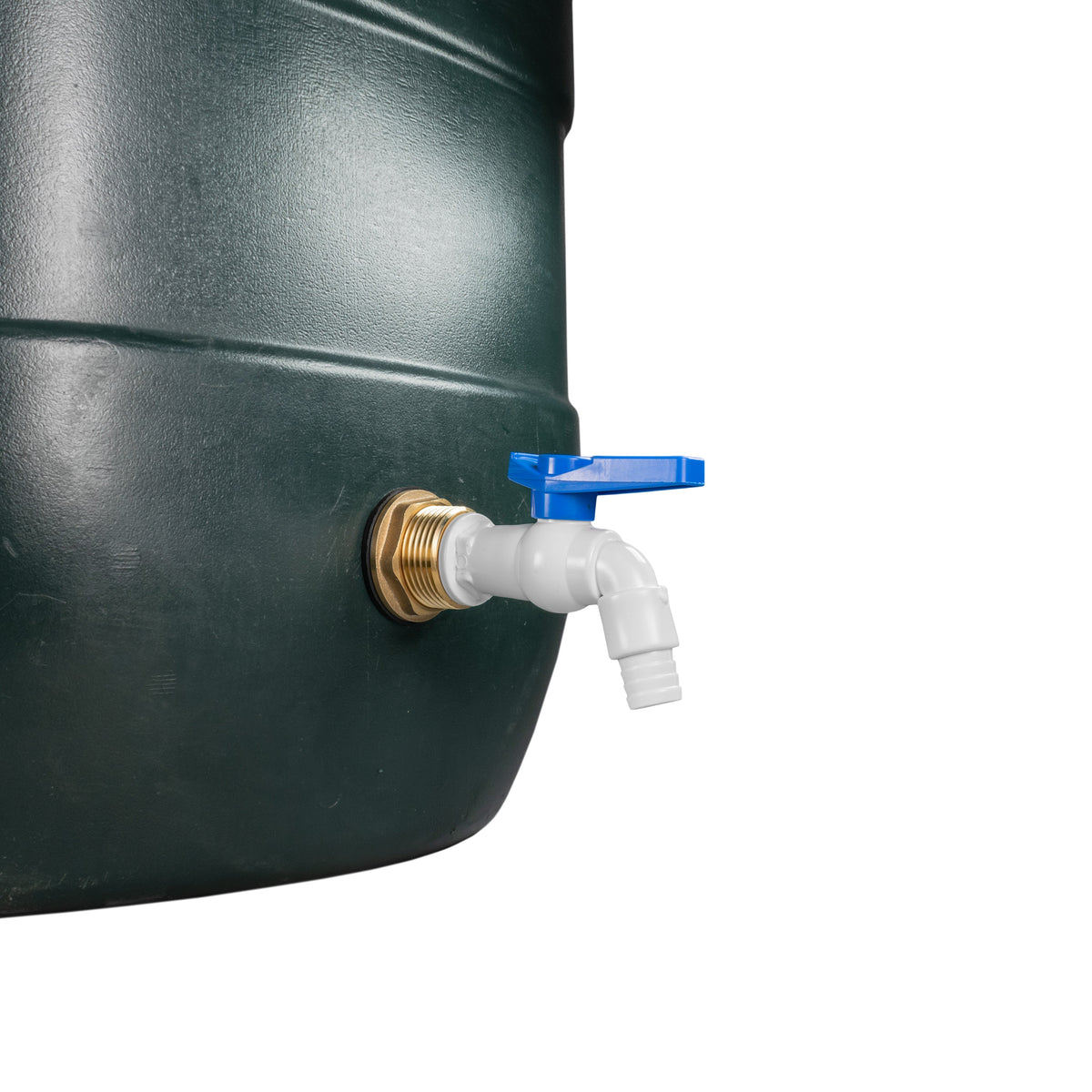 Brass Water Butt Tap Kit 1in with White PVC Tap + 34mm Drill Bit Hose Fitting