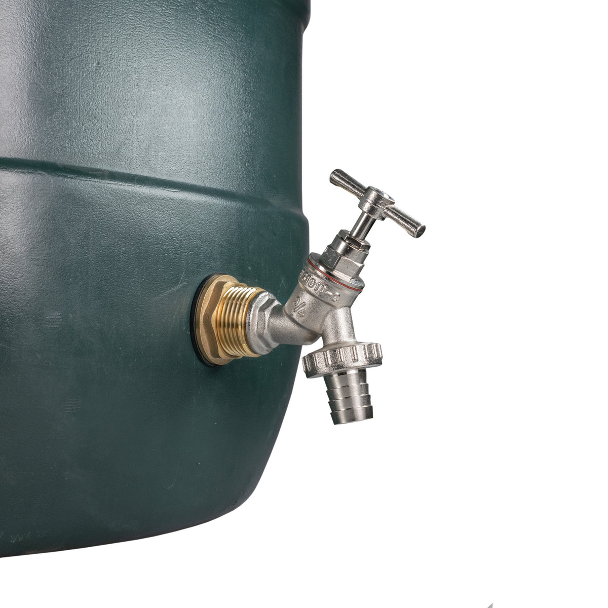 Brass Water Butt Tap Kit 1in with Nickel Plated Barbed Bib Tap + 34mm Drill Bit