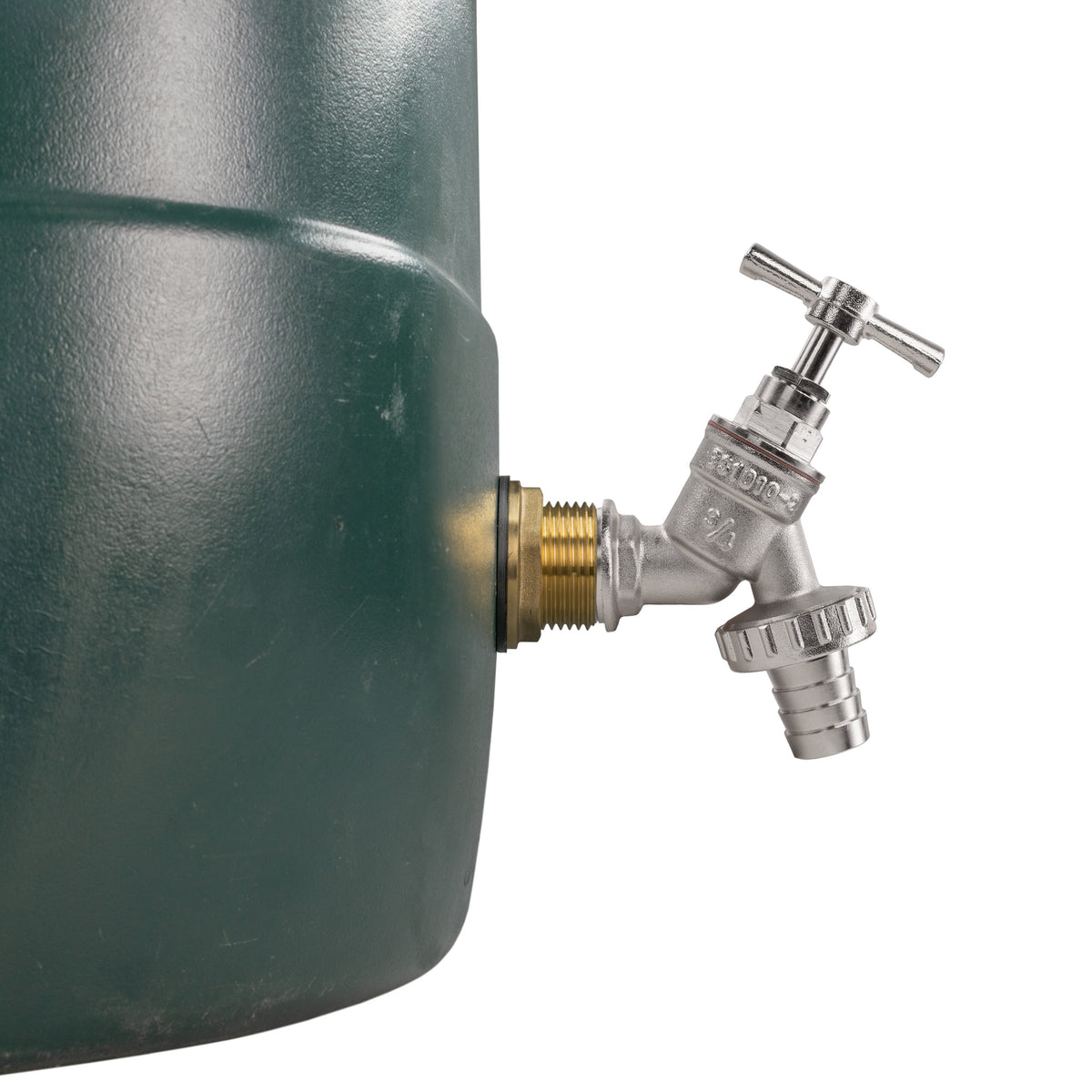 Brass Water Butt Tap Kit 1in with Nickel Plated Barbed Bib Tap + 34mm Drill Bit