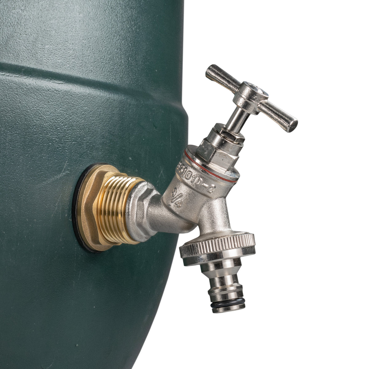 Brass Water Butt Kit 1in with Nickel Plated Quick Connect Tap + 34mm Drill Bit