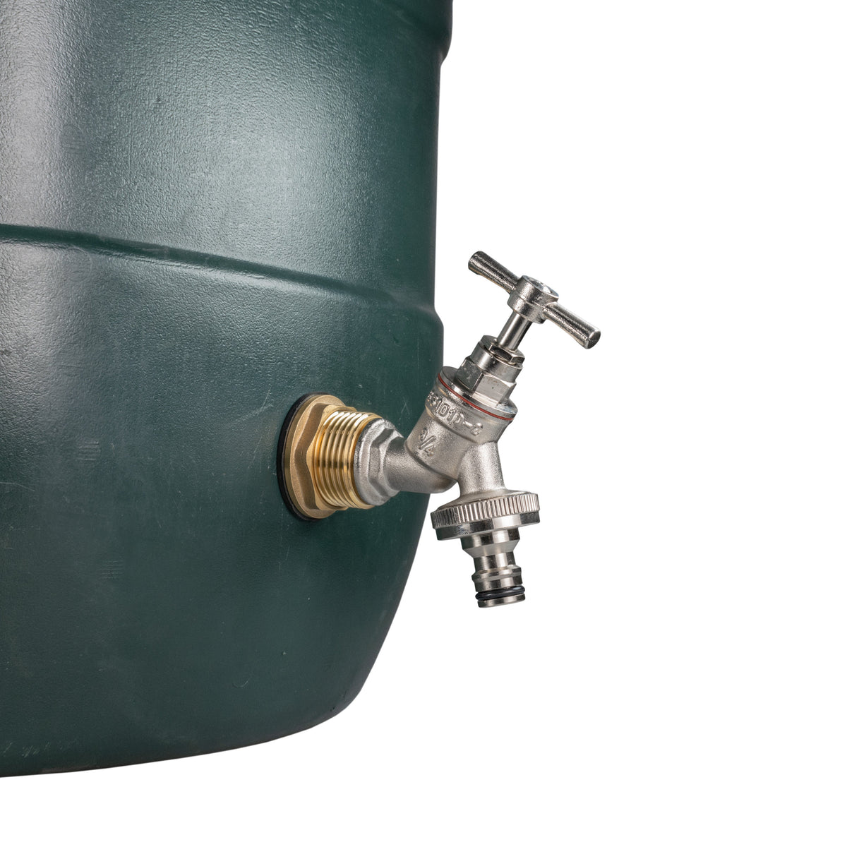 Brass Water Butt Kit 1in with Nickel Plated Quick Connect Tap + 34mm Drill Bit