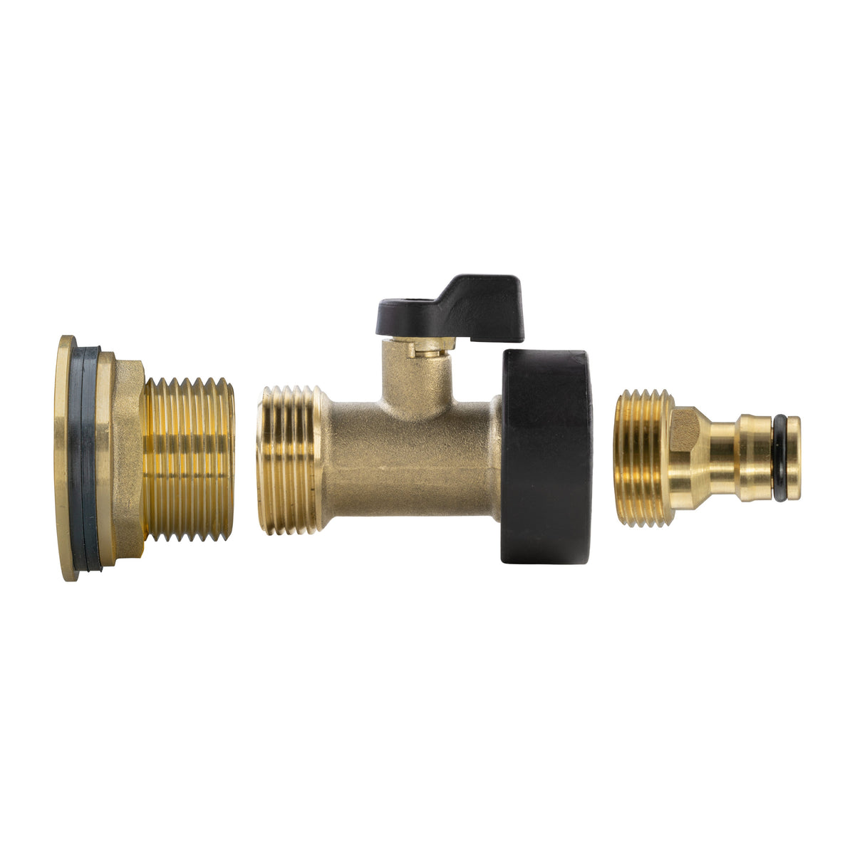 Brass Water Butt Kit 1in with Brass Valve + Tap Connector + 34mm Drill Bit