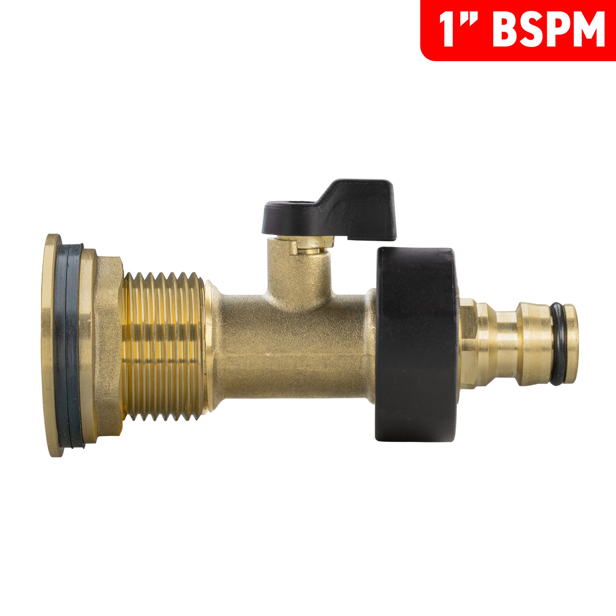 Brass Water Butt Kit 1in with Brass Valve + Tap Connector + 34mm Drill Bit