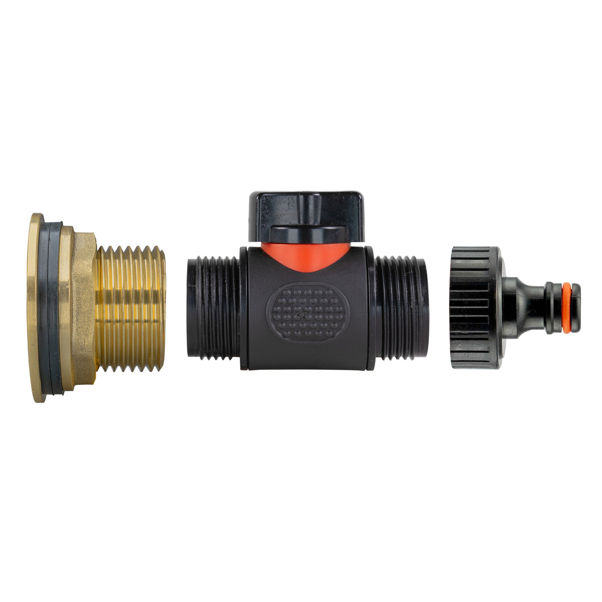 Water Butt Extension Kit 3/4in with Valve + Tap Connector + 34mm Drill Bit