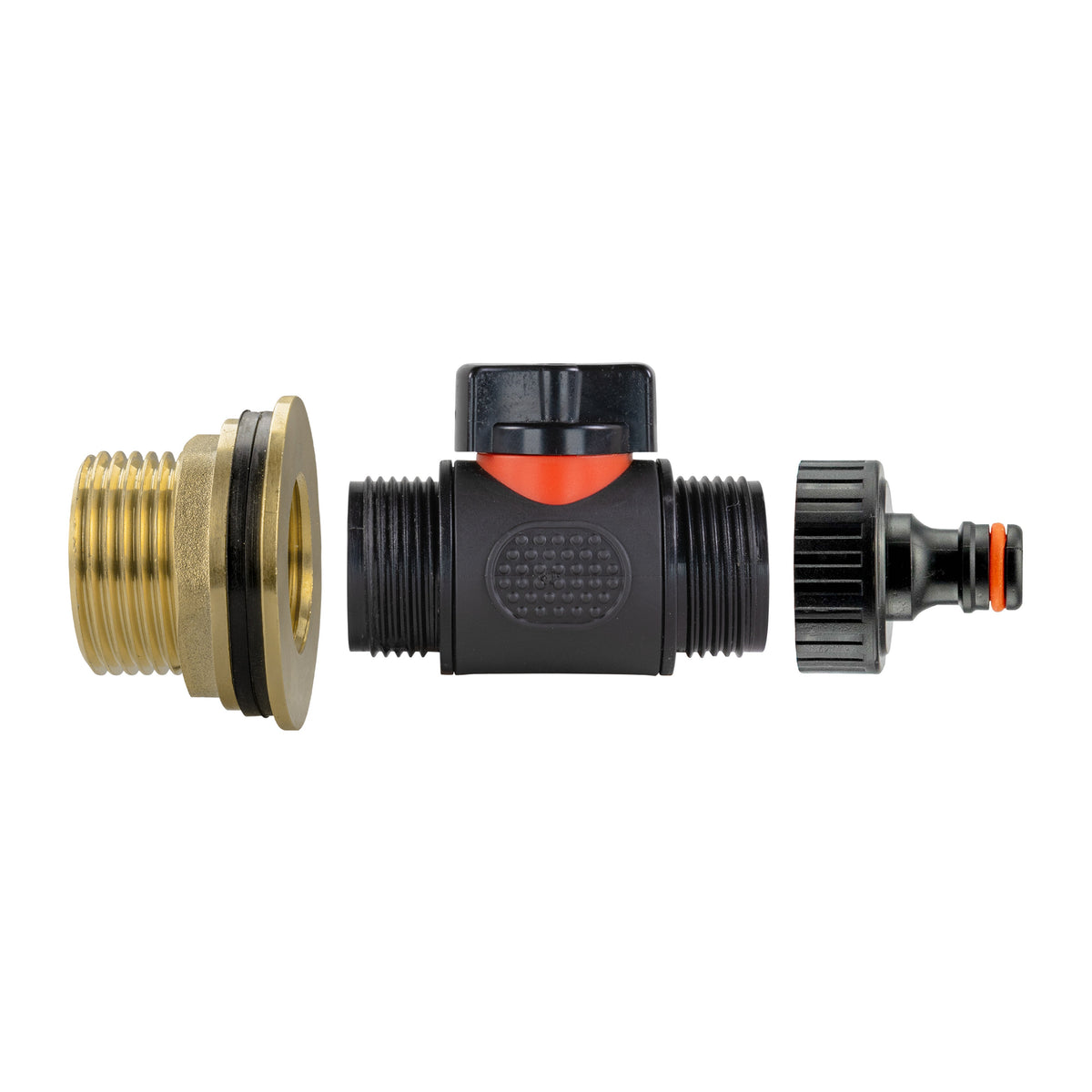Water Butt Extension Kit 3/4in with Valve + Tap Connector + 34mm Drill Bit