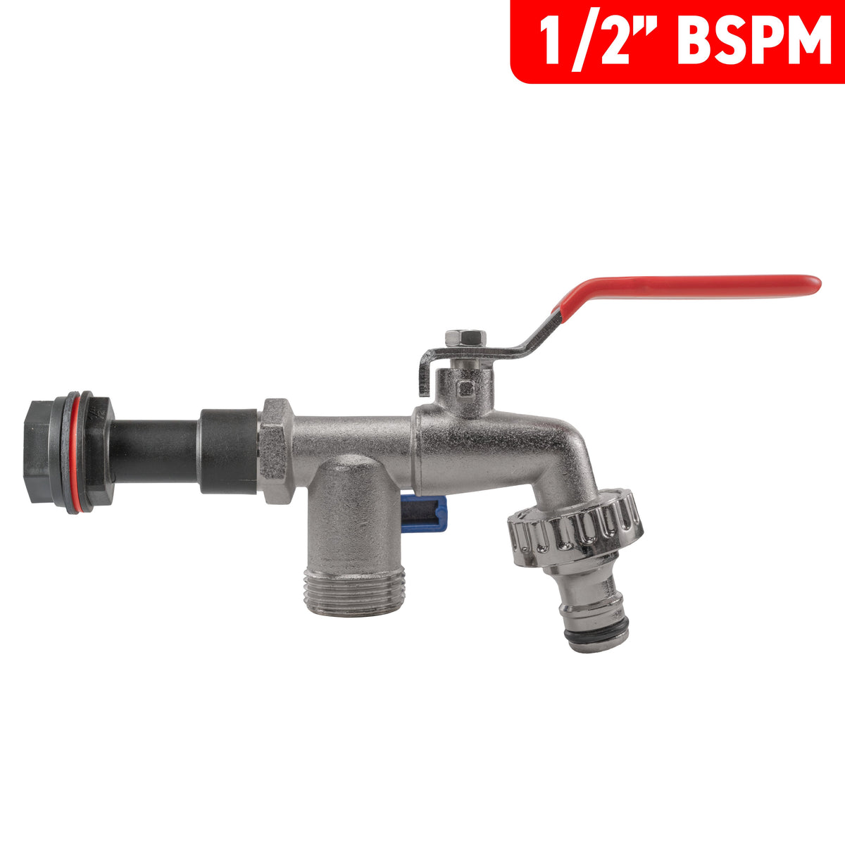 Water Butt Extension Kit 1/2in with Double Snap-On Lever Tap + 21mm Drill Bit