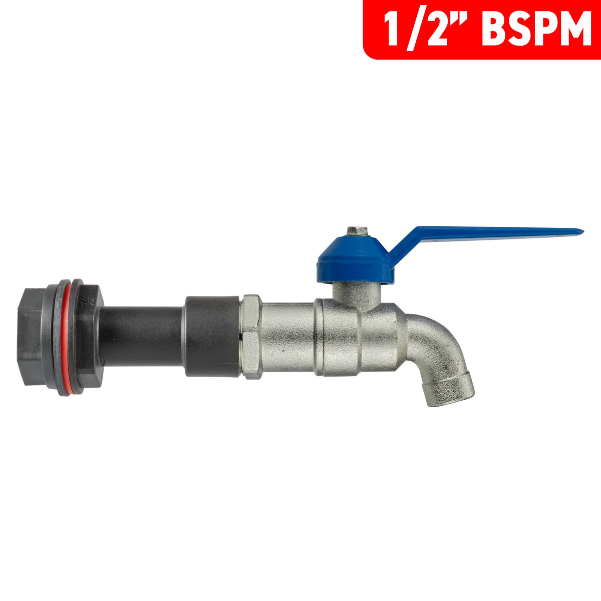 Water Butt Extension Kit 1/2in with Blue Tap + 21mm Drill Bit Hose Pipe Fitting