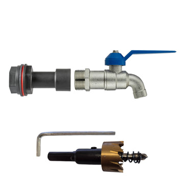 Water Butt Extension Kit 1/2in with Blue Tap + 21mm Drill Bit Hose Pipe Fitting