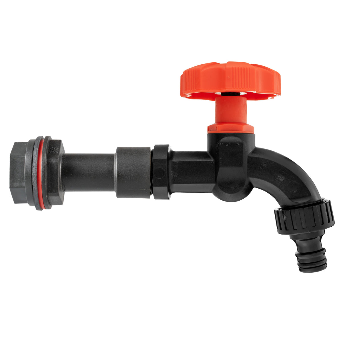 Water Butt Extension Kit 1/2in with Black Dial Tap + 21mm Drill Bit Hose Fitting
