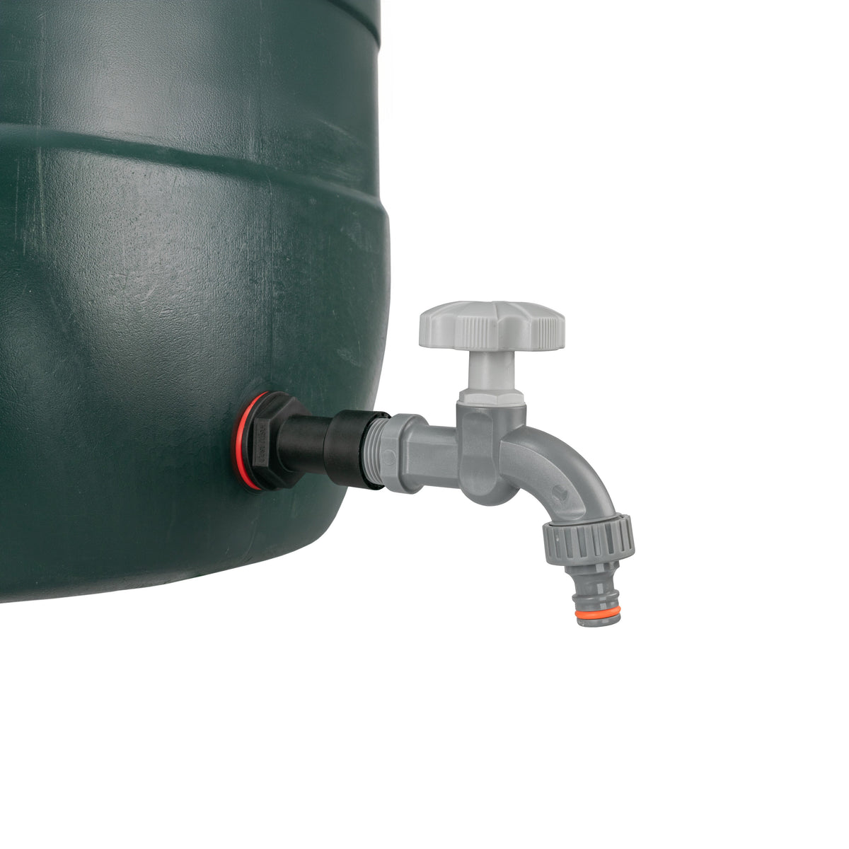 Water Butt Extension Kit 1/2in with Grey Dial Tap + 21mm Drill Bit Hose Fitting