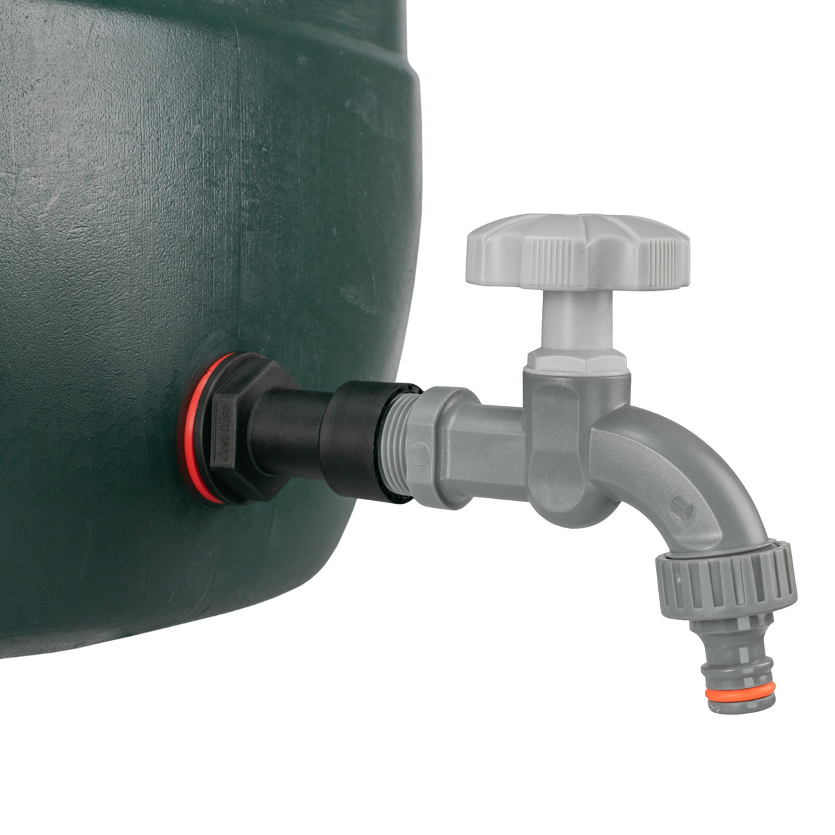 Water Butt Extension Kit 1/2in with Grey Dial Tap + 21mm Drill Bit Hose Fitting