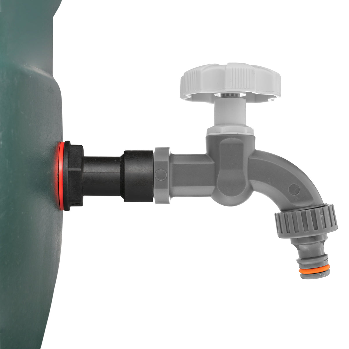 Water Butt Extension Kit 1/2in with Grey Dial Tap + 21mm Drill Bit Hose Fitting