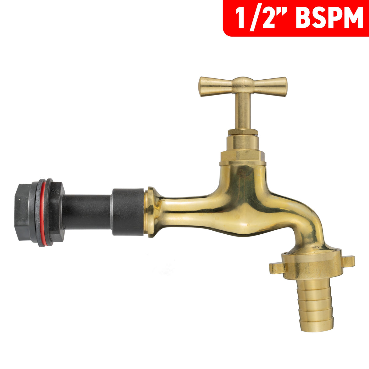 Water Butt Extension Kit 1/2in + 15mm Barbed Polished Brass Tap + 21mm Drill Bit