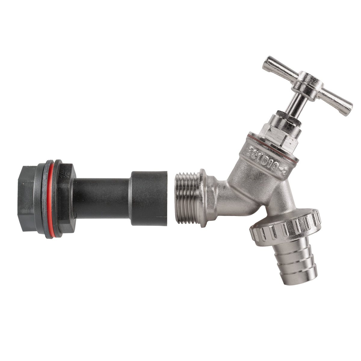 Water Butt Extension Kit 1/2in with Nickel Plated Barbed Tap + 21mm Drill Bit