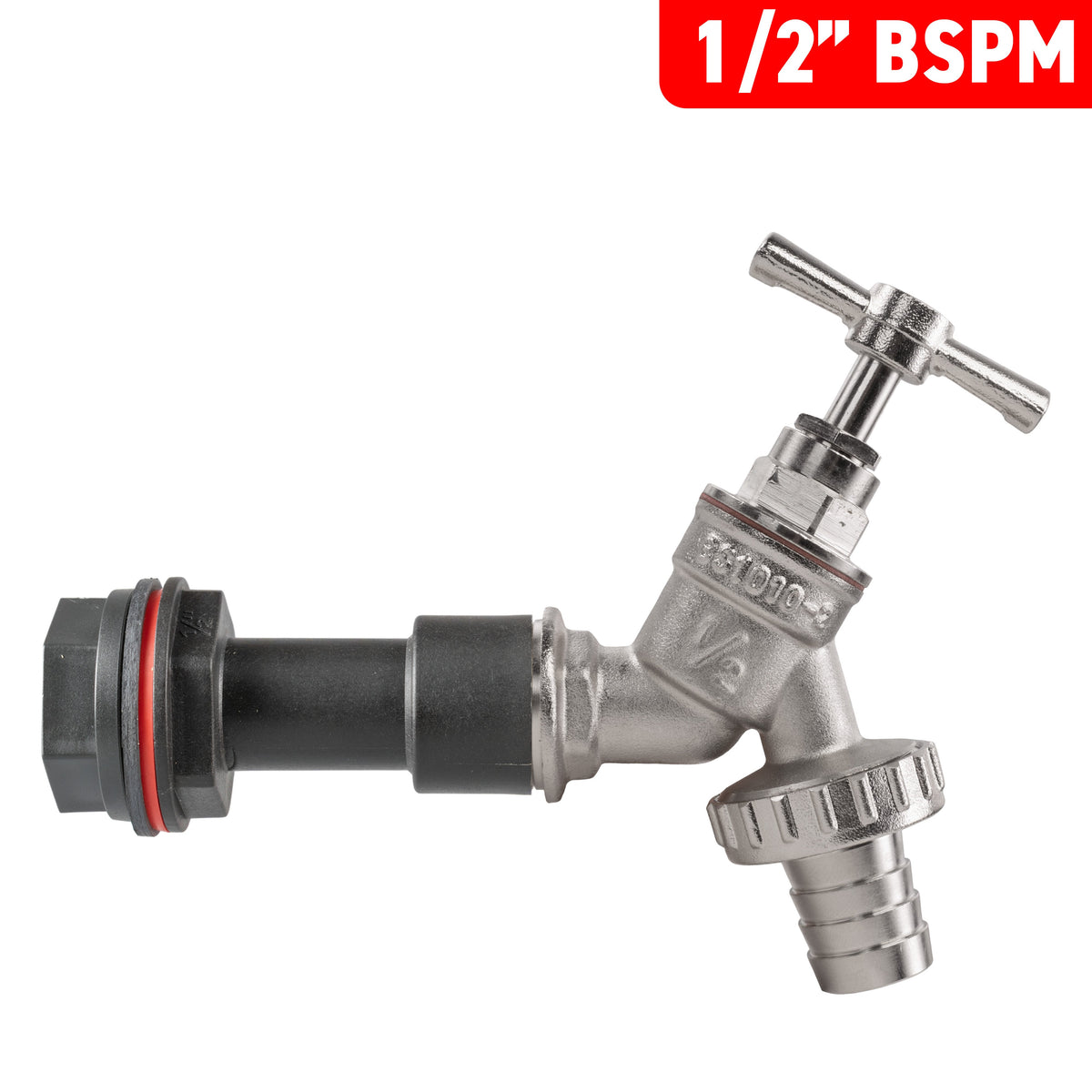 Water Butt Extension Kit 1/2in with Nickel Plated Barbed Tap + 21mm Drill Bit