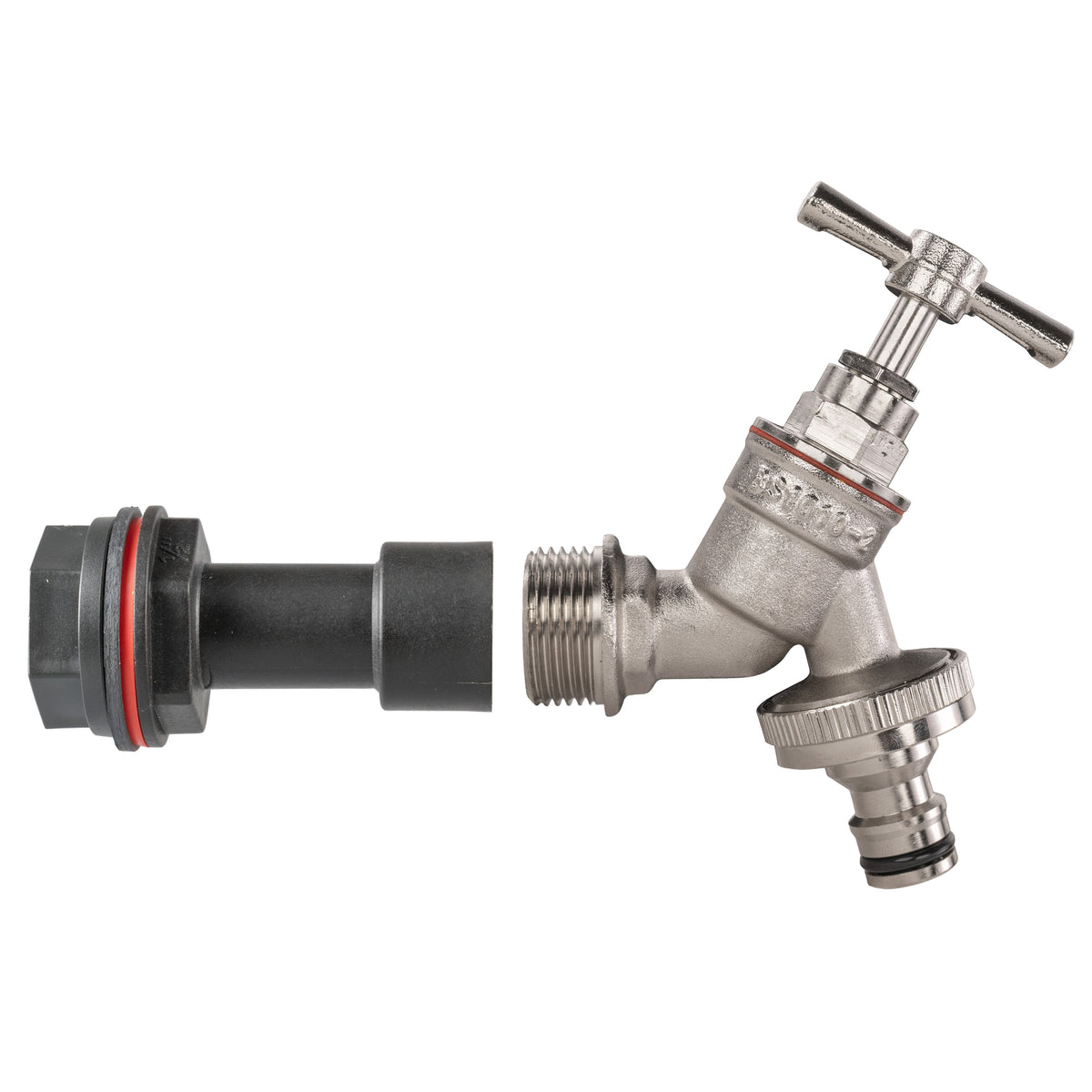 Water Butt Extension Kit 1/2in with Nickel Plated Snap-On Tap + 21mm Drill Bit