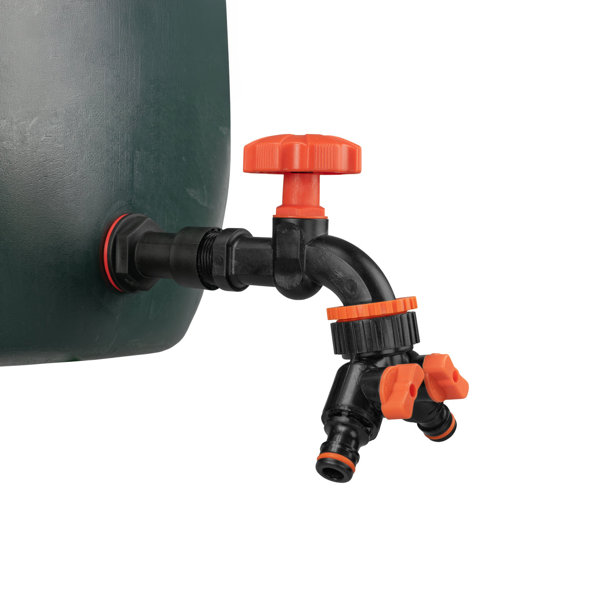 Water Butt Extension Kit 1/2in with Black Dial Tap + Splitter + 21mm Drill Bit