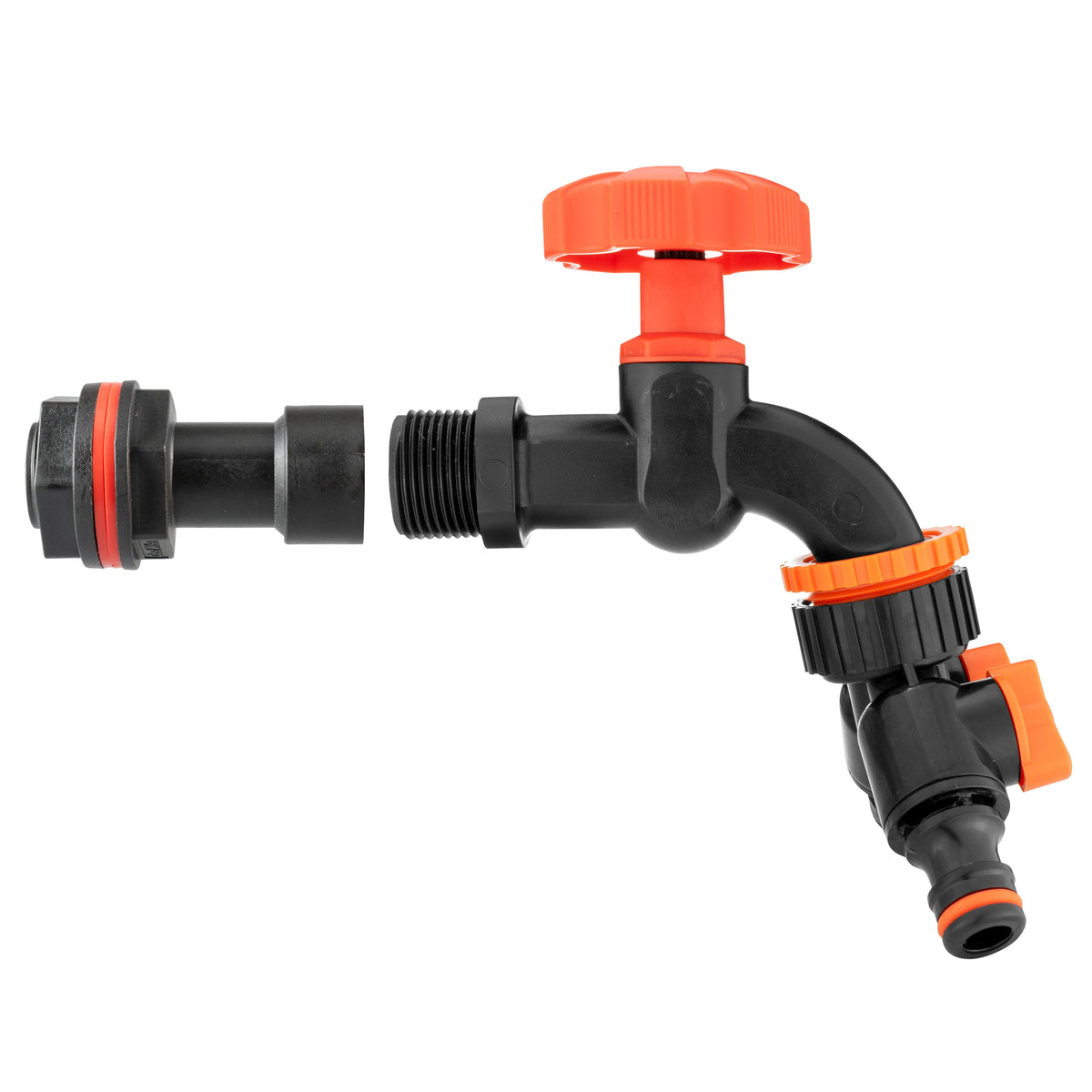 Water Butt Extension Kit 1/2in with Black Dial Tap + Splitter + 21mm Drill Bit