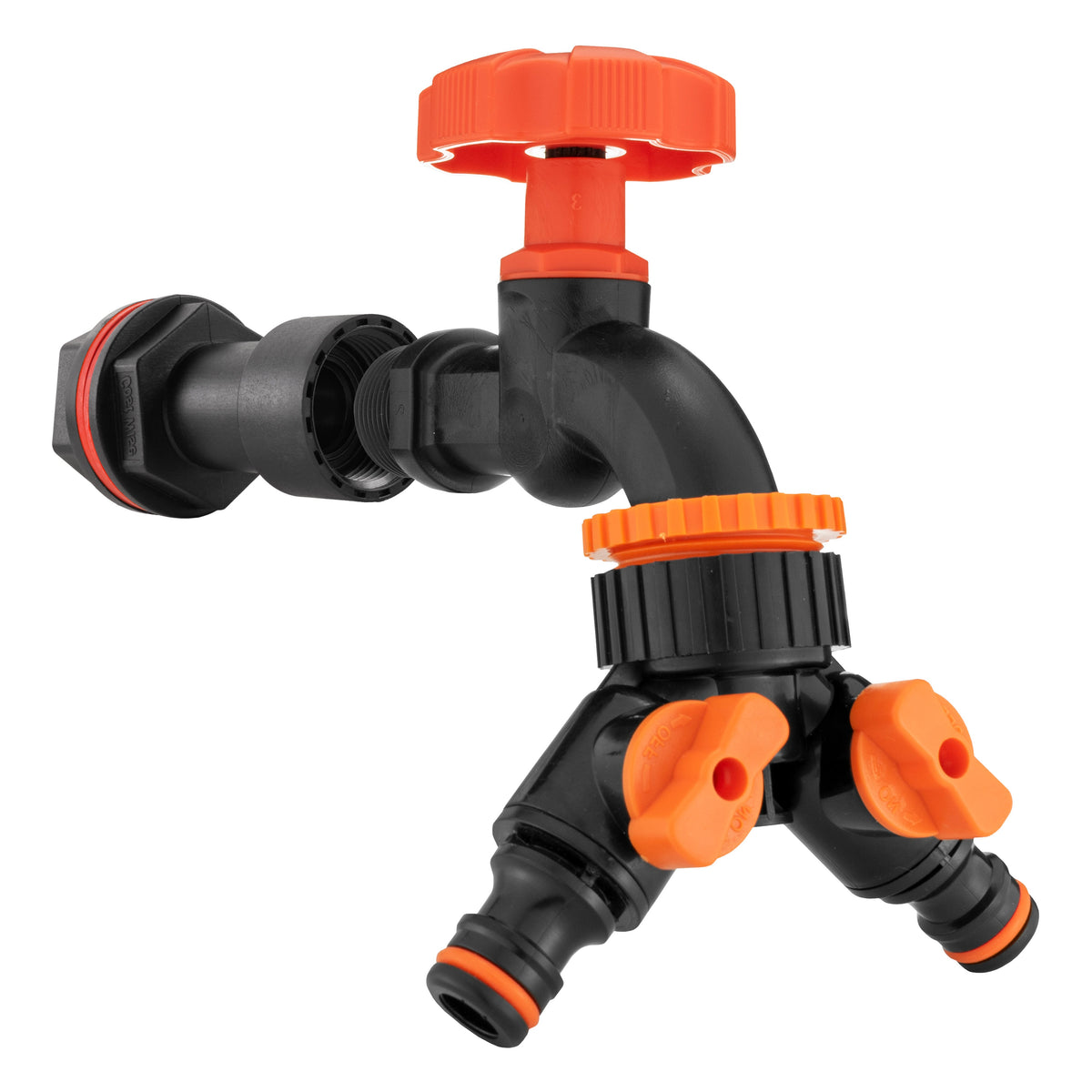 Water Butt Extension Kit 1/2in with Black Dial Tap + Splitter + 21mm Drill Bit