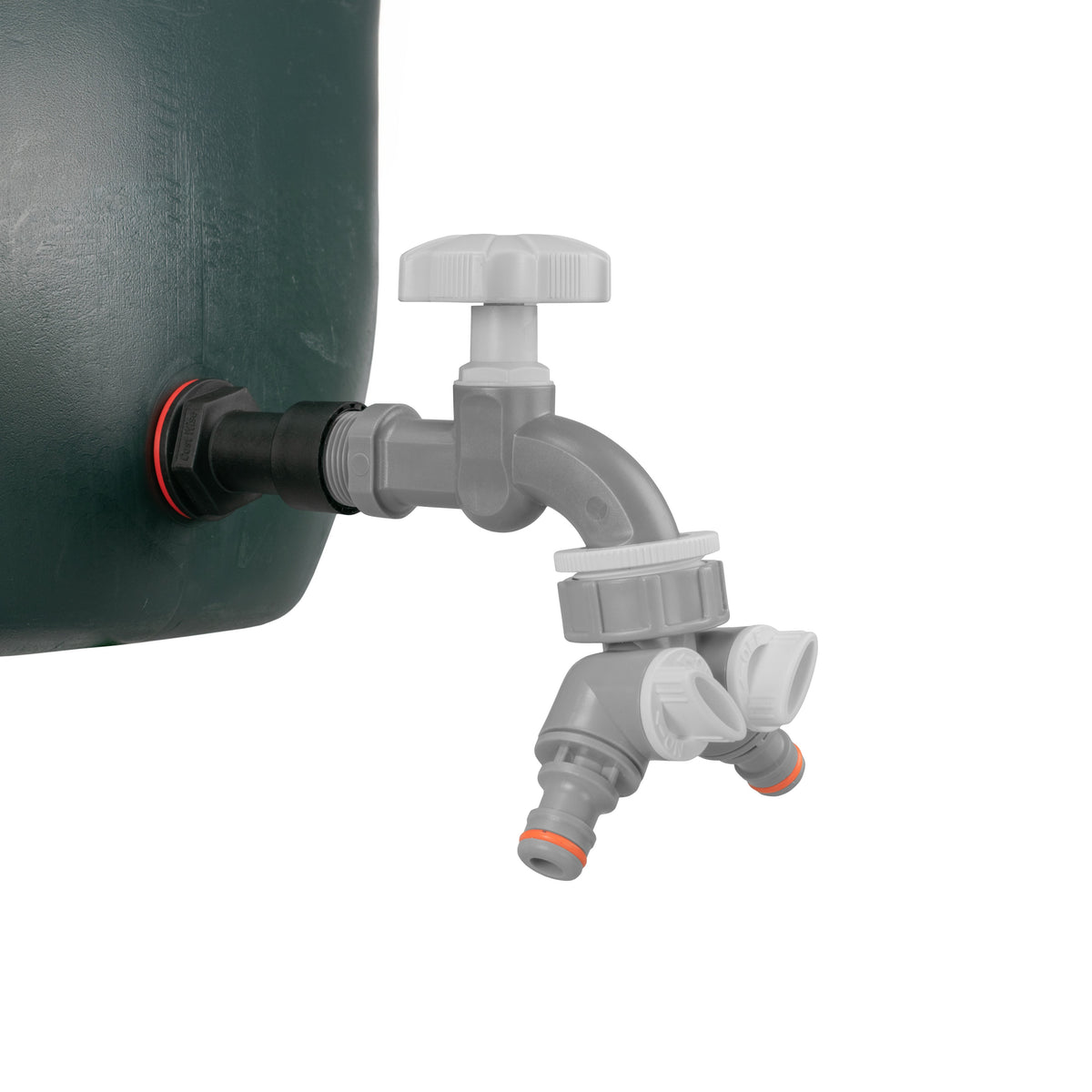 Water Butt Extension Kit 1/2in with Grey Dial Tap + Splitter + 21mm Drill Bit