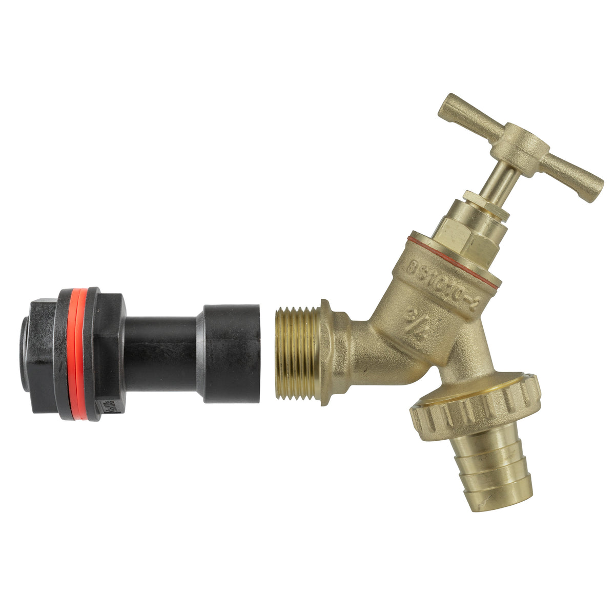 Water Butt Extension Kit 3/4in with Brass Barbed Bib Tap + 27mm Drill Bit