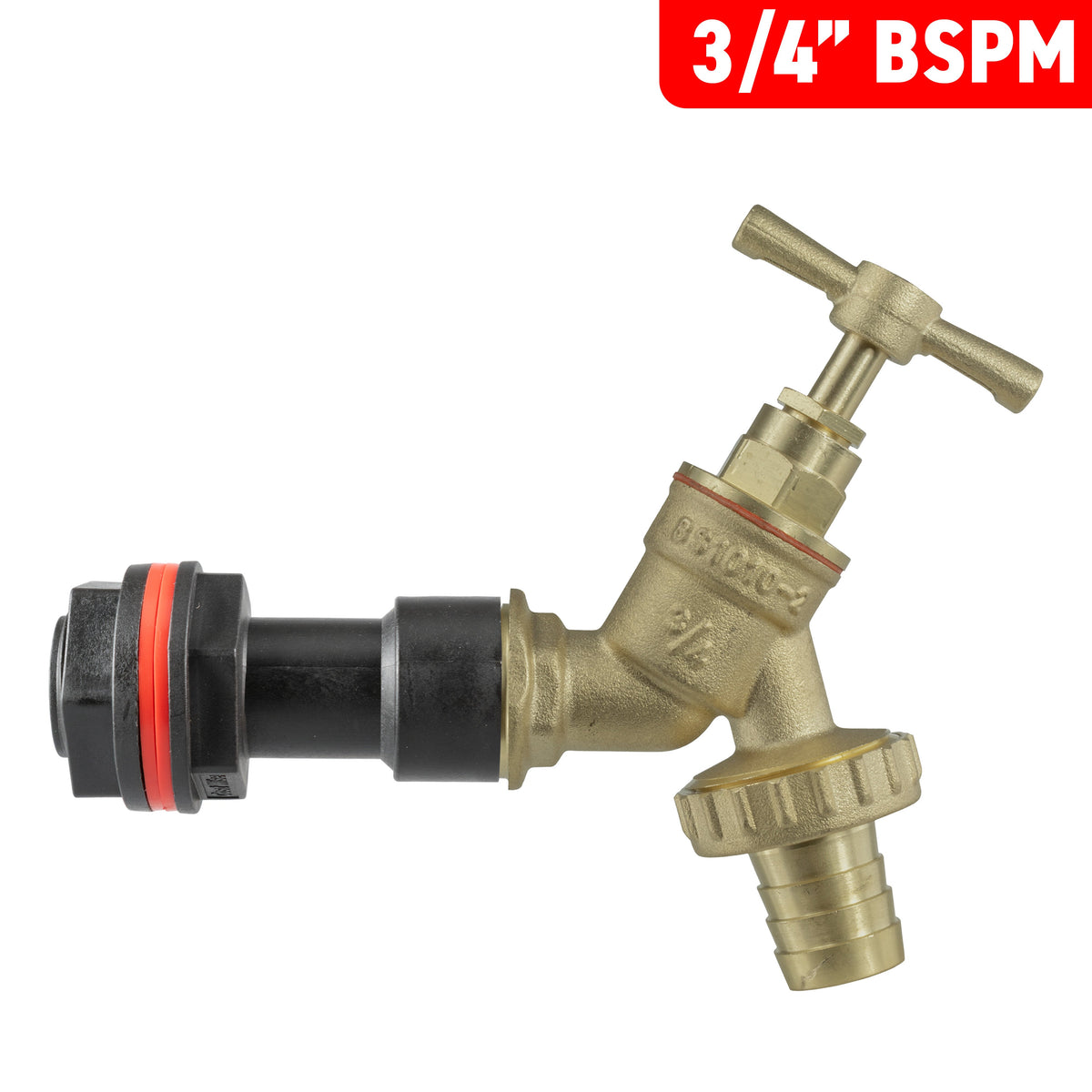 Water Butt Extension Kit 3/4in with Brass Barbed Bib Tap + 27mm Drill Bit