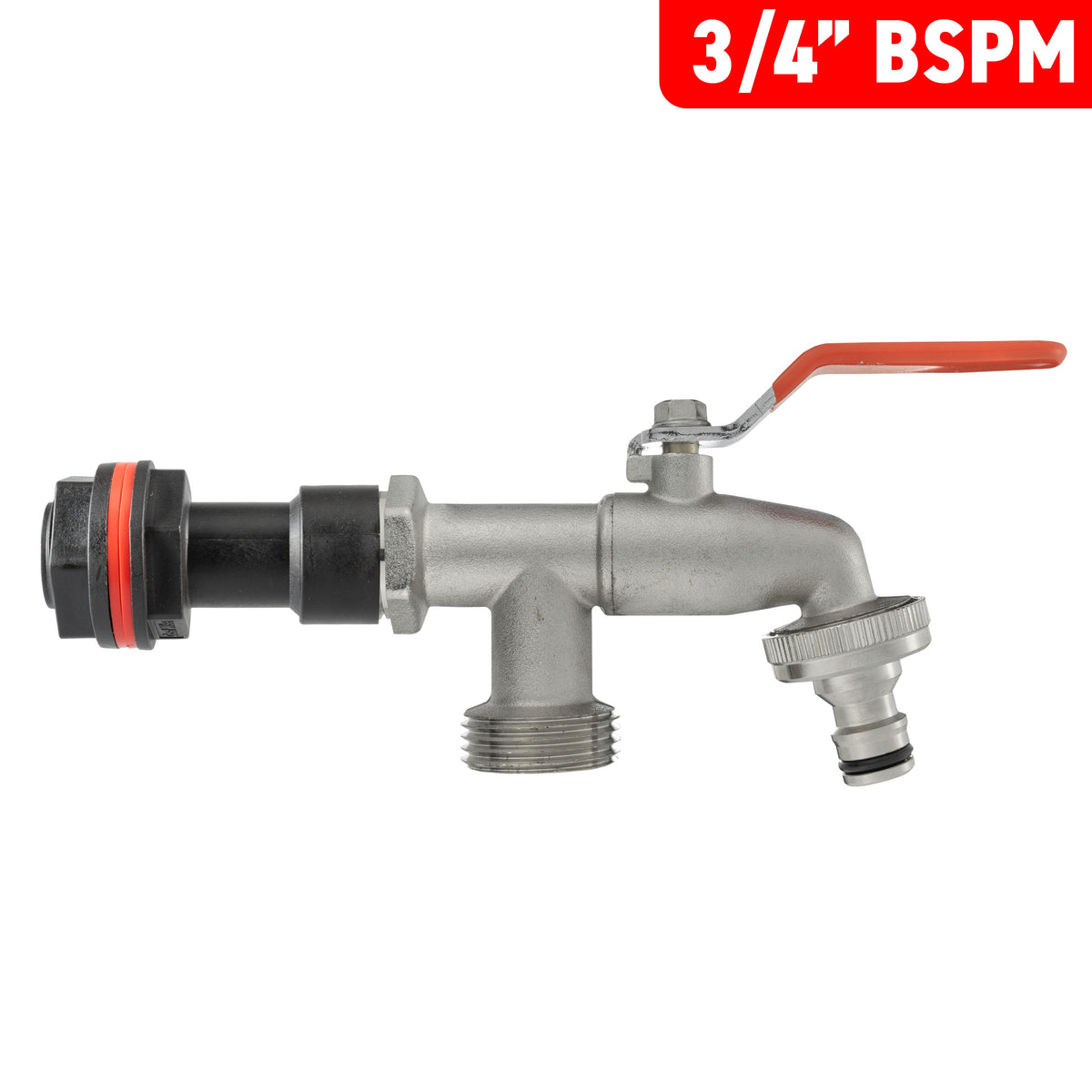 Water Butt Extension Kit 3/4in with Double Snap-On Lever Tap + 27mm Drill Bit