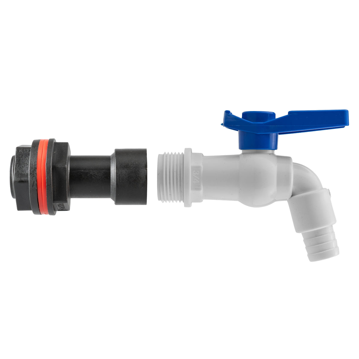 Water Butt Extension Kit 3/4in with White PVC Tap + 27mm Drill Bit Hose Fitting