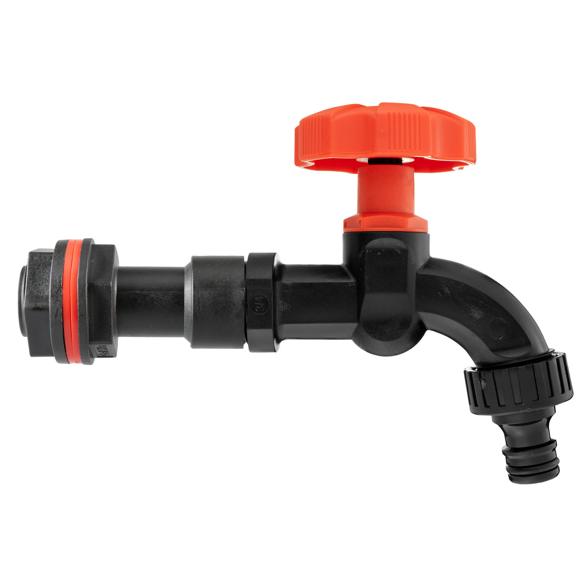 Water Butt Extension Kit 3/4in with Black Dial Tap + 27mm Drill Bit Hose Fitting