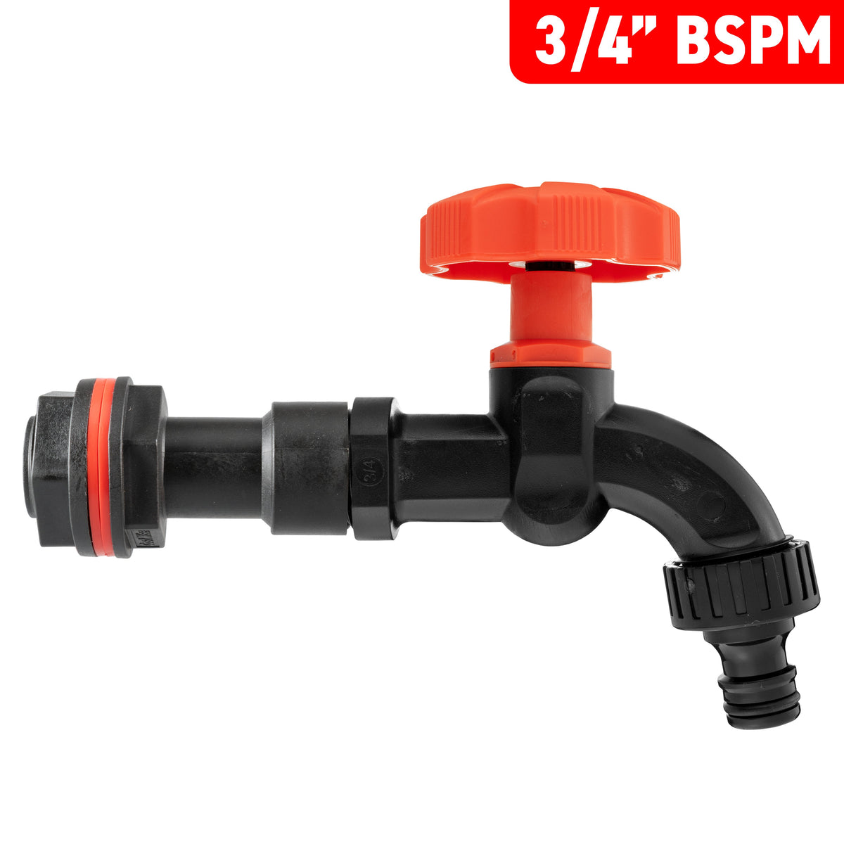 Water Butt Extension Kit 3/4in with Black Dial Tap + 27mm Drill Bit Hose Fitting