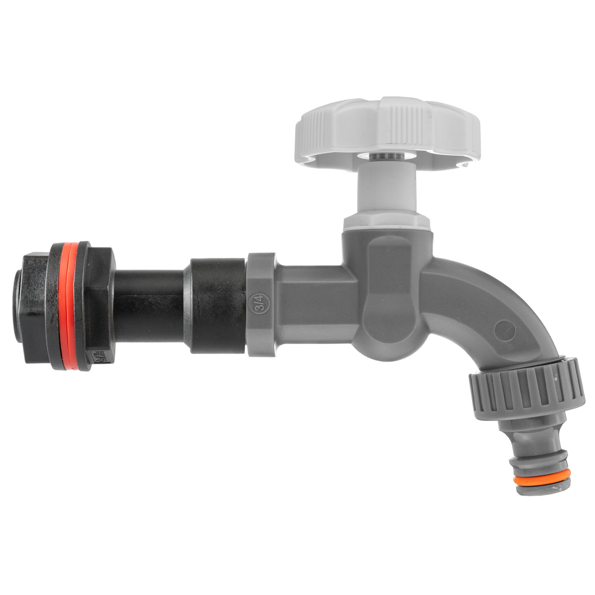Water Butt Extension Kit 3/4in with Grey Dial Tap + 27mm Drill Bit Hose Fitting