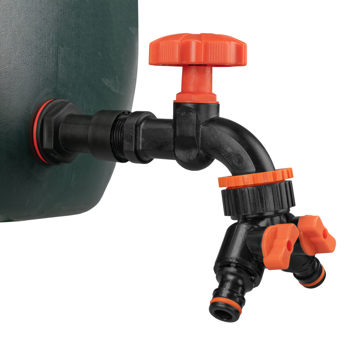 Water Butt Extension Kit 3/4in with Black Dial Tap + Splitter + 27mm Drill Bit