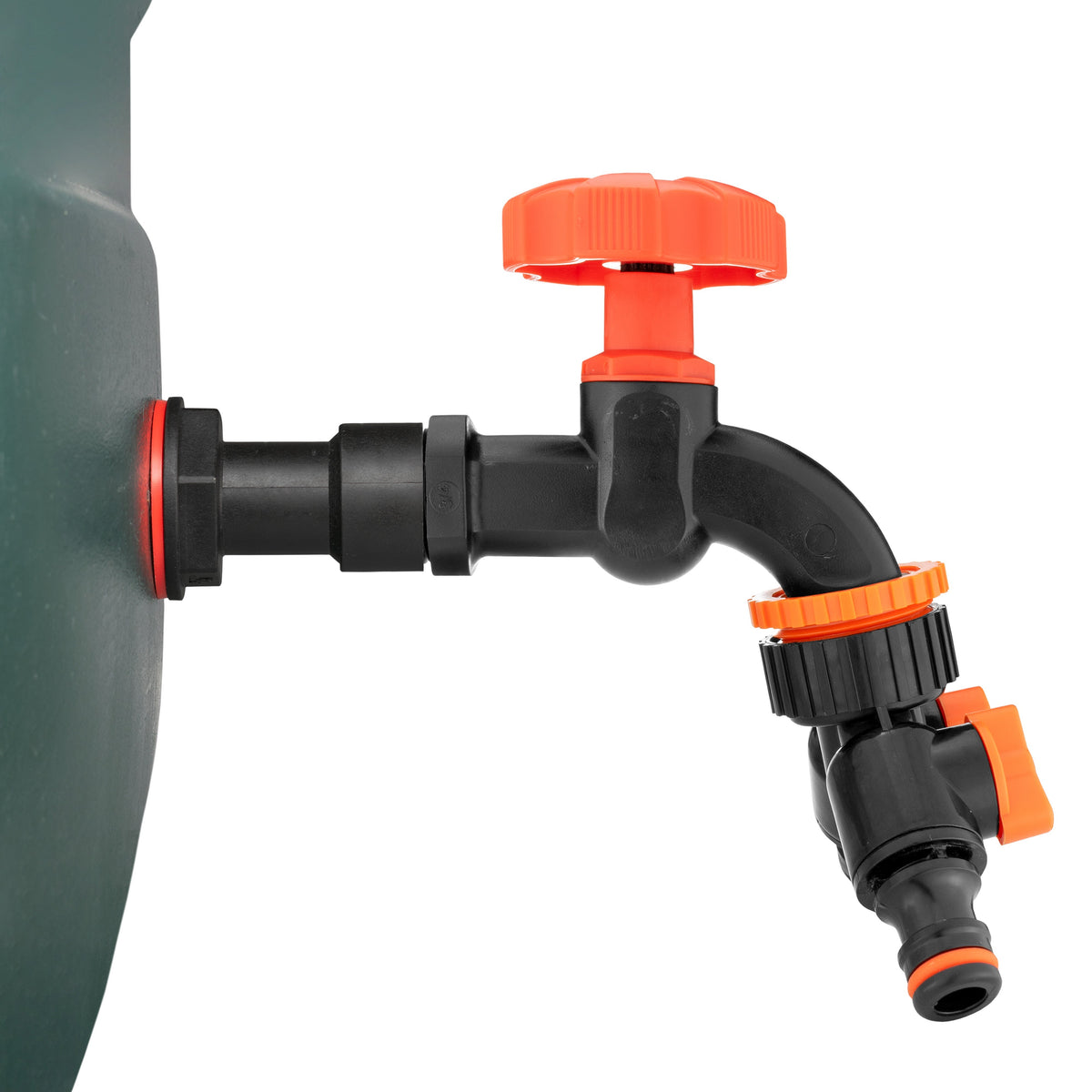 Water Butt Extension Kit 3/4in with Black Dial Tap + Splitter + 27mm Drill Bit