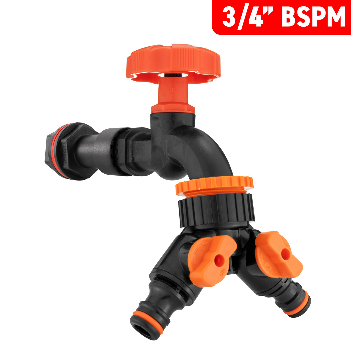 Water Butt Extension Kit 3/4in with Black Dial Tap + Splitter + 27mm Drill Bit
