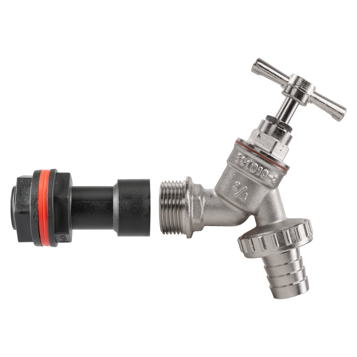 Water Butt Extension Kit 3/4in with Nickel Plated Barbed Tap + 27mm Drill Bit