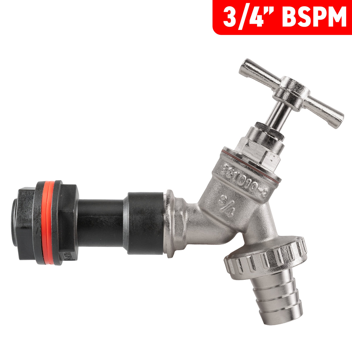 Water Butt Extension Kit 3/4in with Nickel Plated Barbed Tap + 27mm Drill Bit