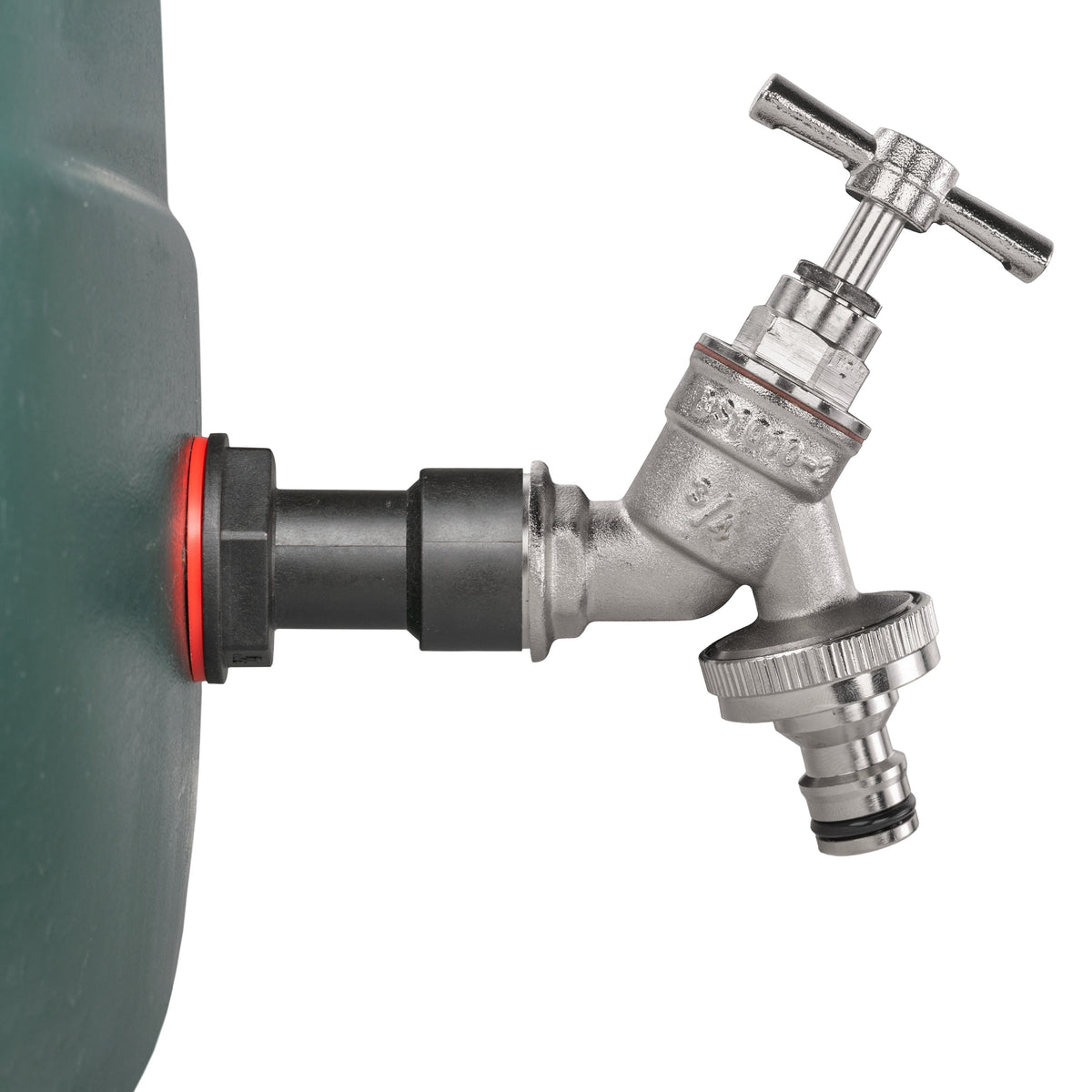 Water Butt Extension Kit 3/4in with Nickel Plated Snap-On Tap + 27mm Drill Bit