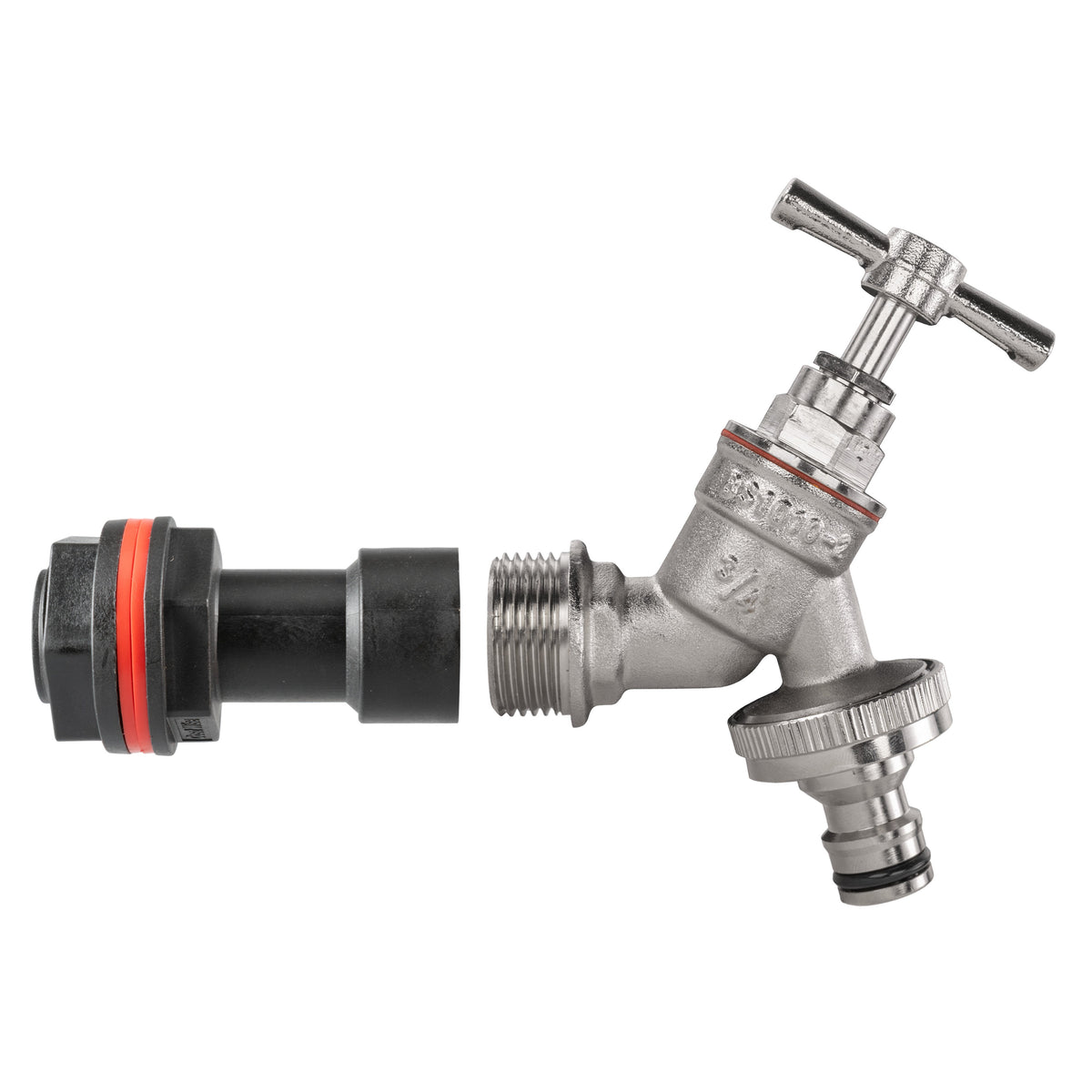 Water Butt Extension Kit 3/4in with Nickel Plated Snap-On Tap + 27mm Drill Bit