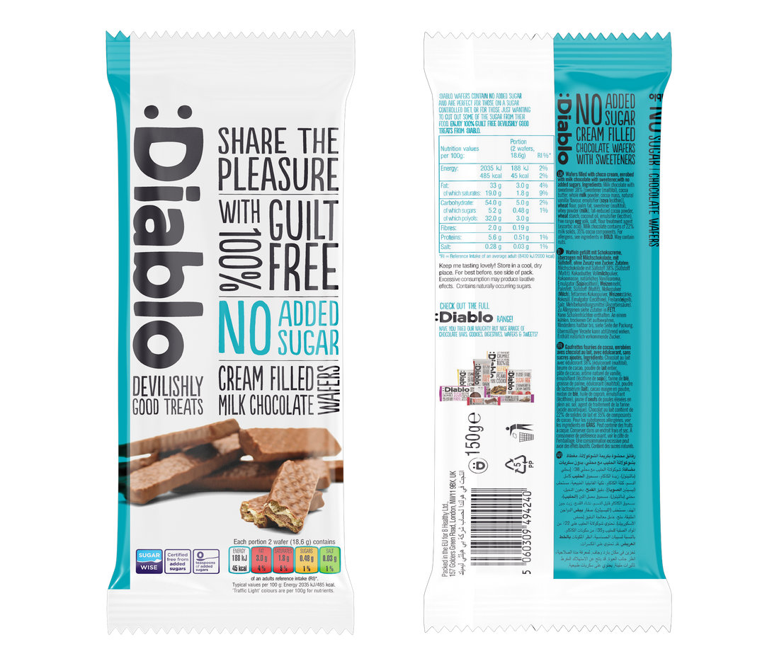 No Added Sugar Cream Filled Chocolate Coated Wafer (150g)