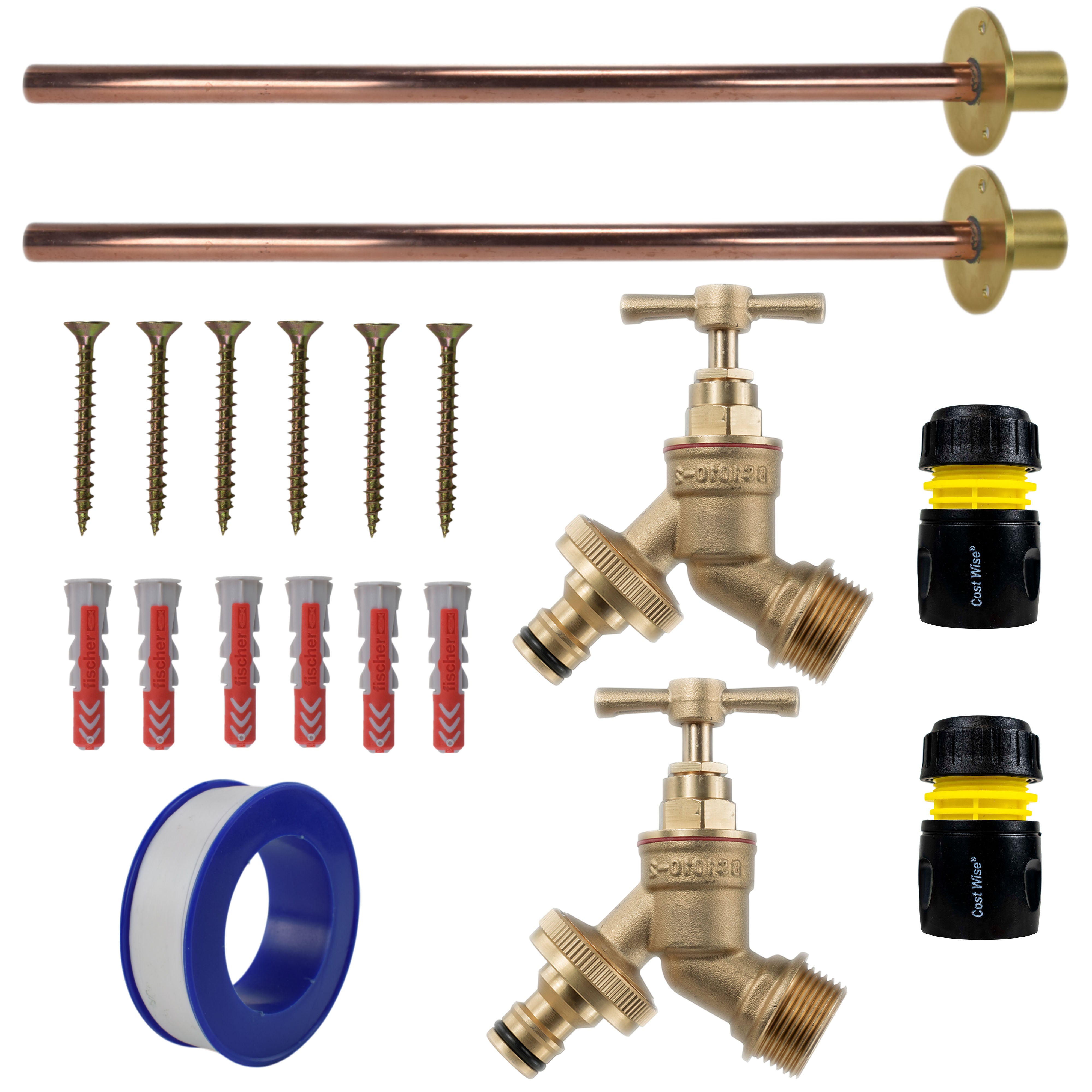 Brass Quick Connect Bib Tap BASIC Connection Kit x2