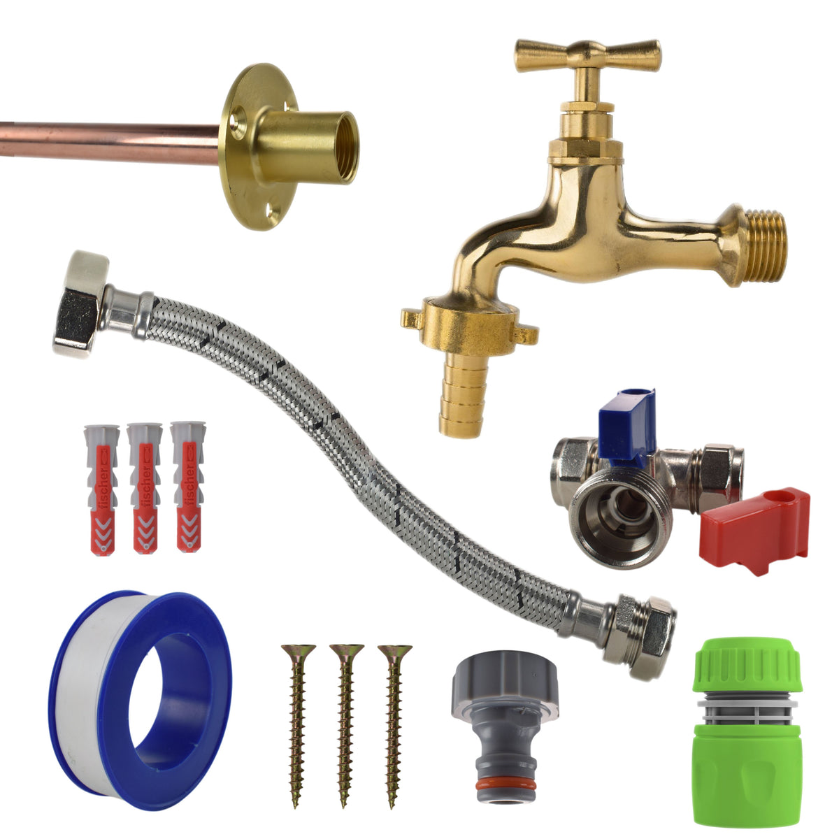 Tap Rvivial Kit Polished Brass 13mm Barb Tap STANDARD Connection Kit – Empire Warehouse