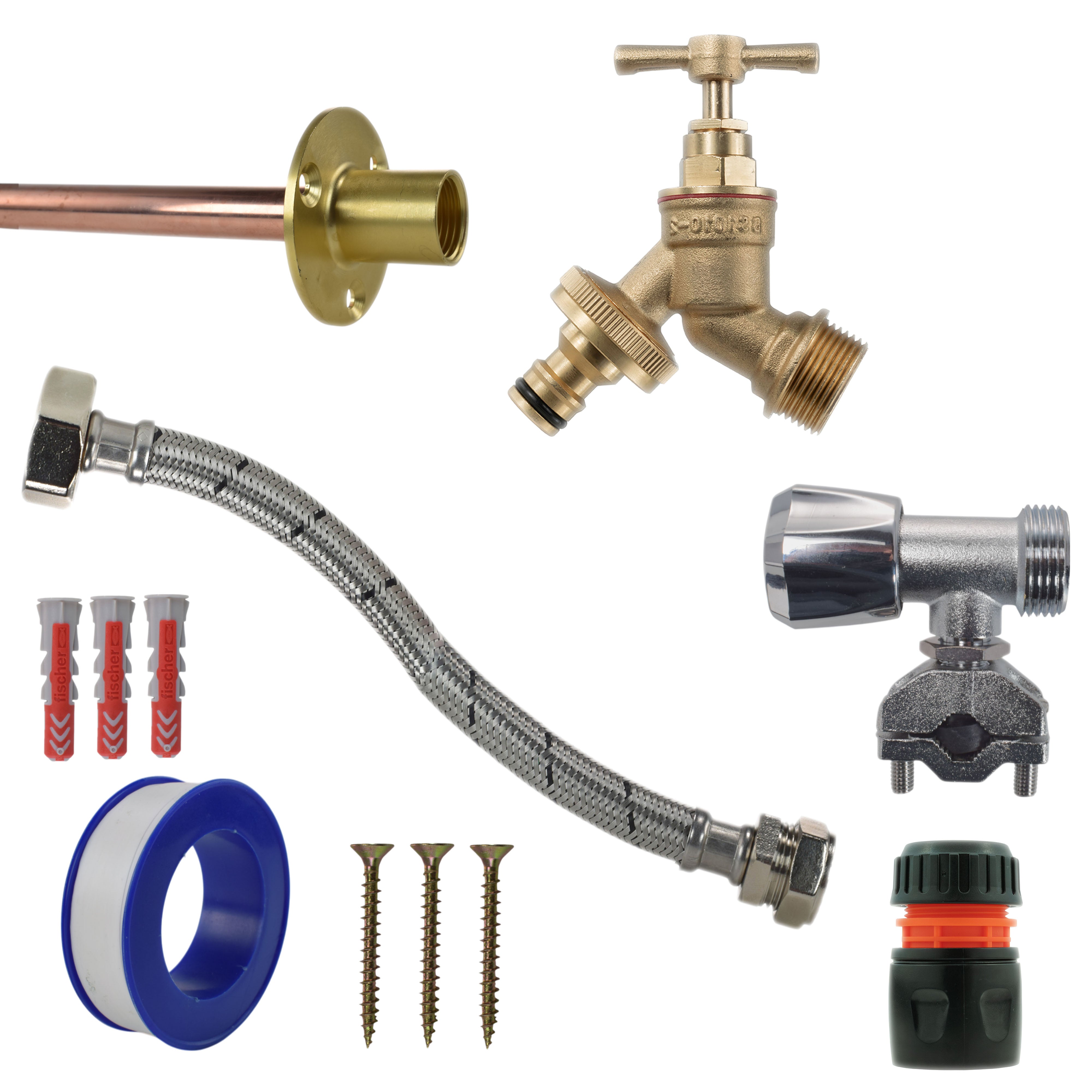 Brass Quick Connect Bib Tap FULL Connection Kit